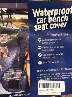 Waterproof Car Bench Seat Cover Hammock - Black